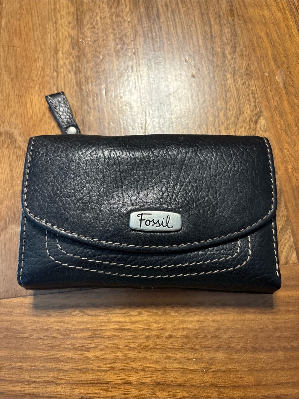 Fossil Black Pebble Leather Wristlet Wallet
